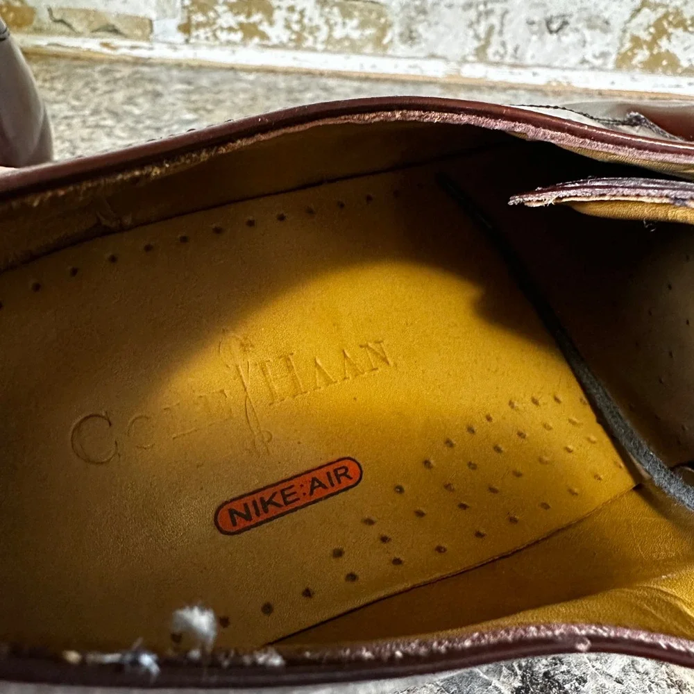 Cole Haan Derby Shoes Men 10M Brown Good Nike Air Apron Toe C09440 Mahogany